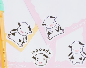 Little cow memo pad. Cute memo pad and mini memo pad. Handmade pastel memo pad.