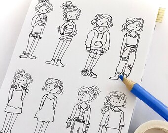 Girl Style Sticker Pack: Coloring Stickers, Waterproof Matte (16 Stickers)