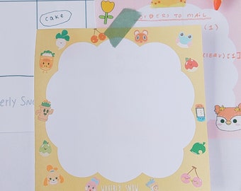 Handmade Yellow Doodle Memo Pad, Stationery