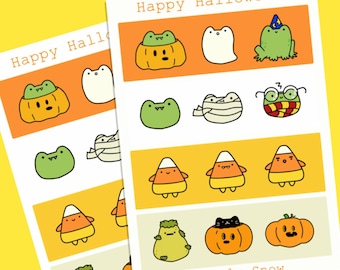 Halloween Friends Washi Tape Stickers. Waterproof matte white stickers. journal stickers.