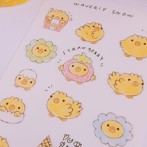 Mini Chicken Stickers: Watercolor Style, Waterproof (Matte or Transparent)