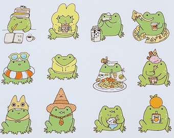 Foglio di adesivi Froggo: vinile opaco e trasparente, arte originale
