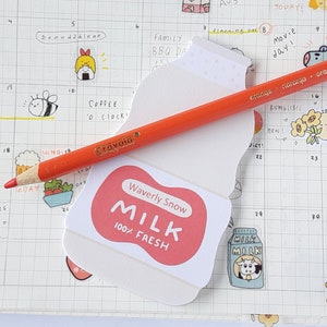 Milk memo pad.Cute school supplies. Cute stationery.