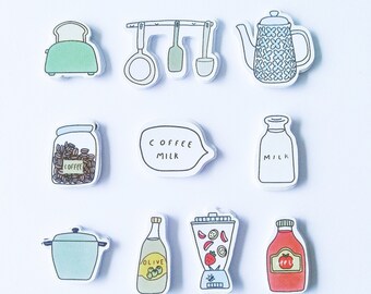 Küchen Aufkleber: Food Illustrationen für Planer, Journals