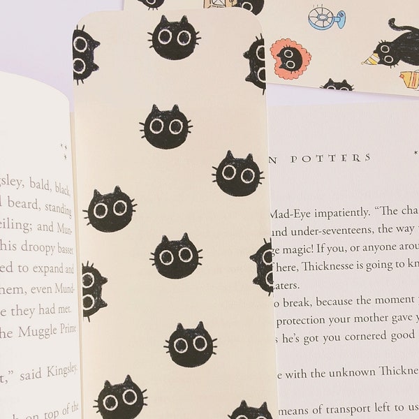 Bookmark handmade. Lunita the cat. Cute must have. One of a kind. Gift for readers.