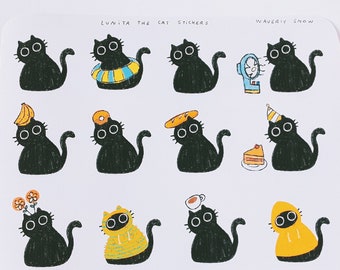 Lunita Cat Stickers: Water-Resistant Matte Planner Stickers