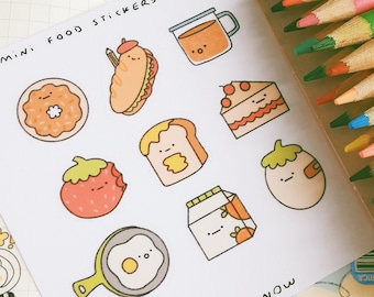 Voedselstickers | Mini waterdicht vinyl stickervel