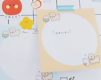 Handgemaakt memoblok Dog & Egg, schoolbenodigdheden