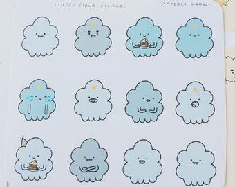 Pegatinas de nubes esponjosas / Pegatinas de vinilo mate y transparente resistentes al agua