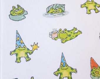 Handmade Silly Frog Stickers: Waterproof Matte & Transparent Sheet
