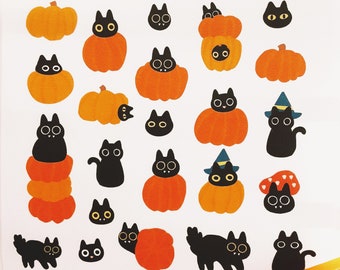 Naklejki Boo Pumpkins | Lunita Cat, Arkusz naklejek na Halloween