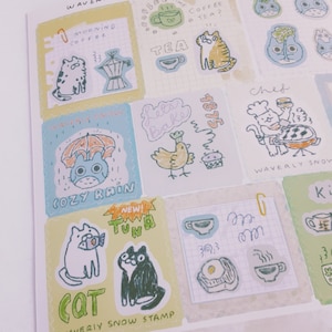 Handmade Vintage Stamp Stickers: Waterproof Matte Sheet