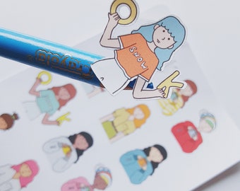 Girls Waterproof Sticker Sheet, Journal Stickers