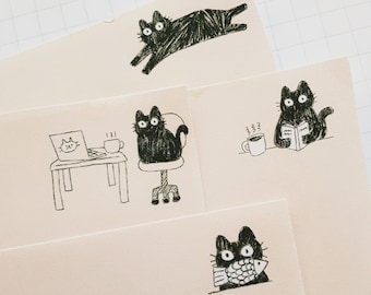 Handmade Cat Memo Pad: Lunita Designs, Small Beige Notepad