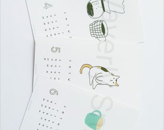Handmade Mini Calendar, Illustrated Desk Decor