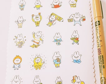 Handmade Percy Bunny Stickers: Waterproof Matte or Clear Vinyl