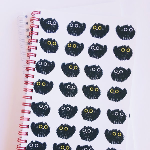 Cute Notebook. Handmade. Fluffy Lunita the Cat, Notebook. Unique Original design. Notebook. Blank.Dotted.Ruled.Squared. Handmade Stationery.