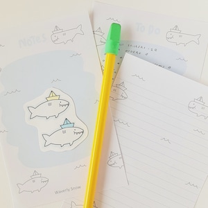 Notepads Paperboat Shark. Cute to do notepad. Ruled notepad. Notes notepad.