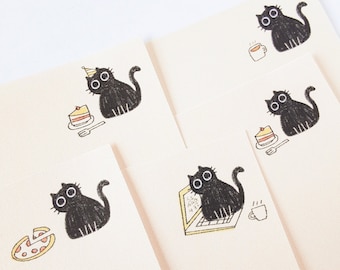 Lunita Cat Memo Pad: Handmade Beige Stationery