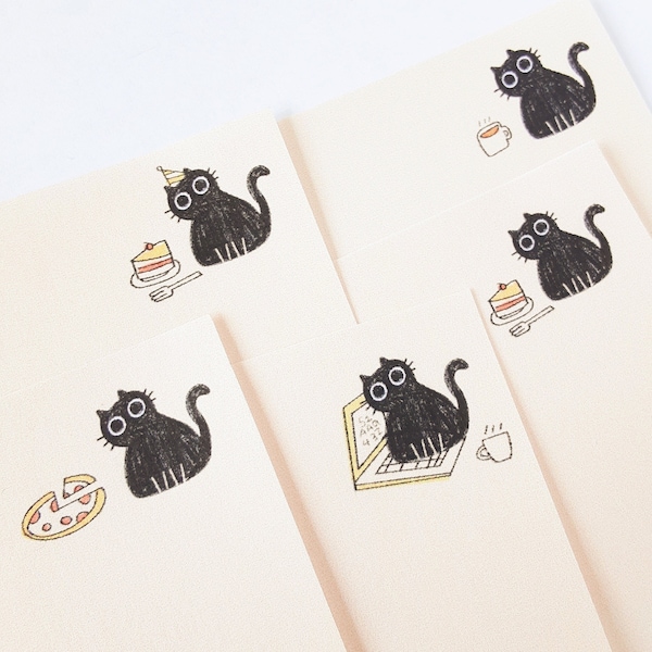 Lunita the cat memo pad. Cute handmade small / medium memo pads. Little cat memo pad.