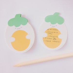 Mini memo pad egg. Cute strawberry egg. Handmade memo pad and memo sheets.