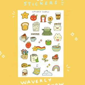 Kawaii Stickers: 28 Clear & Matte Waterproof Stickers
