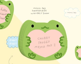 Mini memo pads. Chubby froggo. Cute handmade small memo pad. Cute school memo pad. Gift. Handmade stationery. Memo pad and memo sheets.