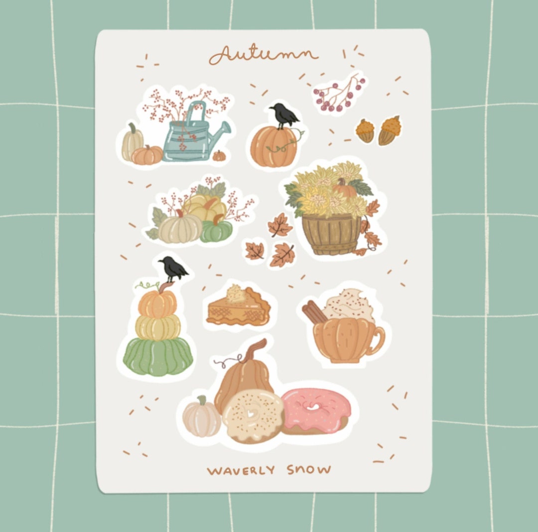 Autumn Sticker Sheet. Bullet Journal Stickers. Handmade Fall - Etsy
