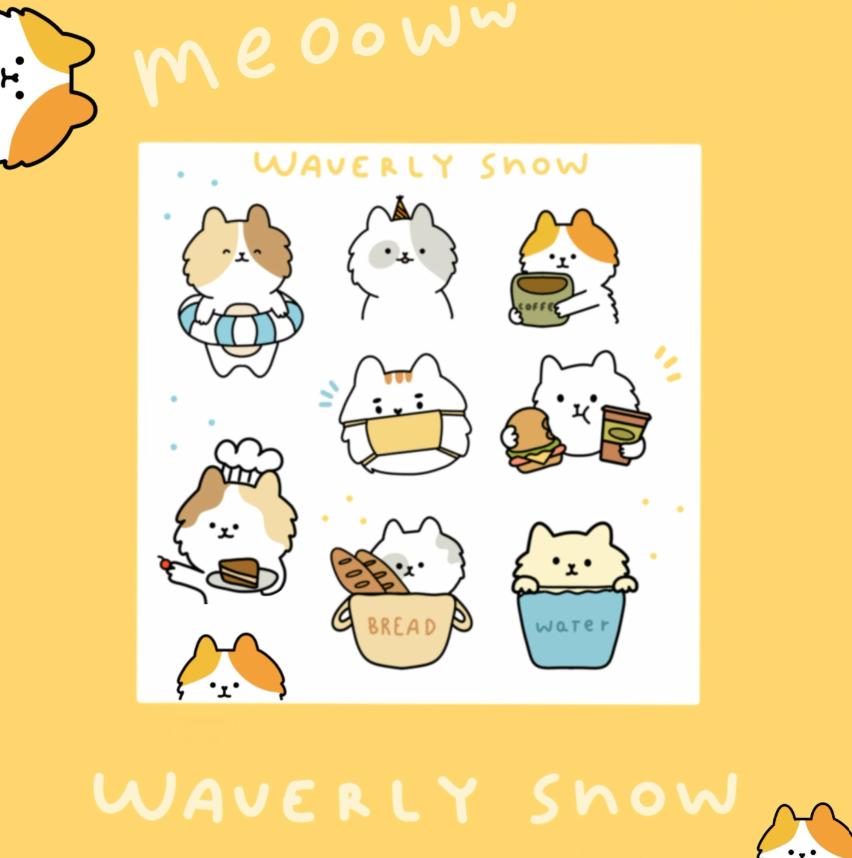 Cat Waterproof Stickers, Kawaii Vinyl Decals (8 Pc - Etsy
