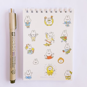 Caderno Percy Bunny feito à mão: design original, capa bege (3/2 x 5 polegadas)