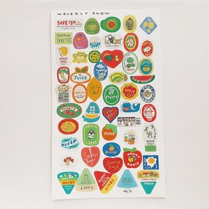 Handmade labels. One of a kind. Water-Resistant. Matte white. Vintage style Sticker sheet. Cute unique handmade stickers.