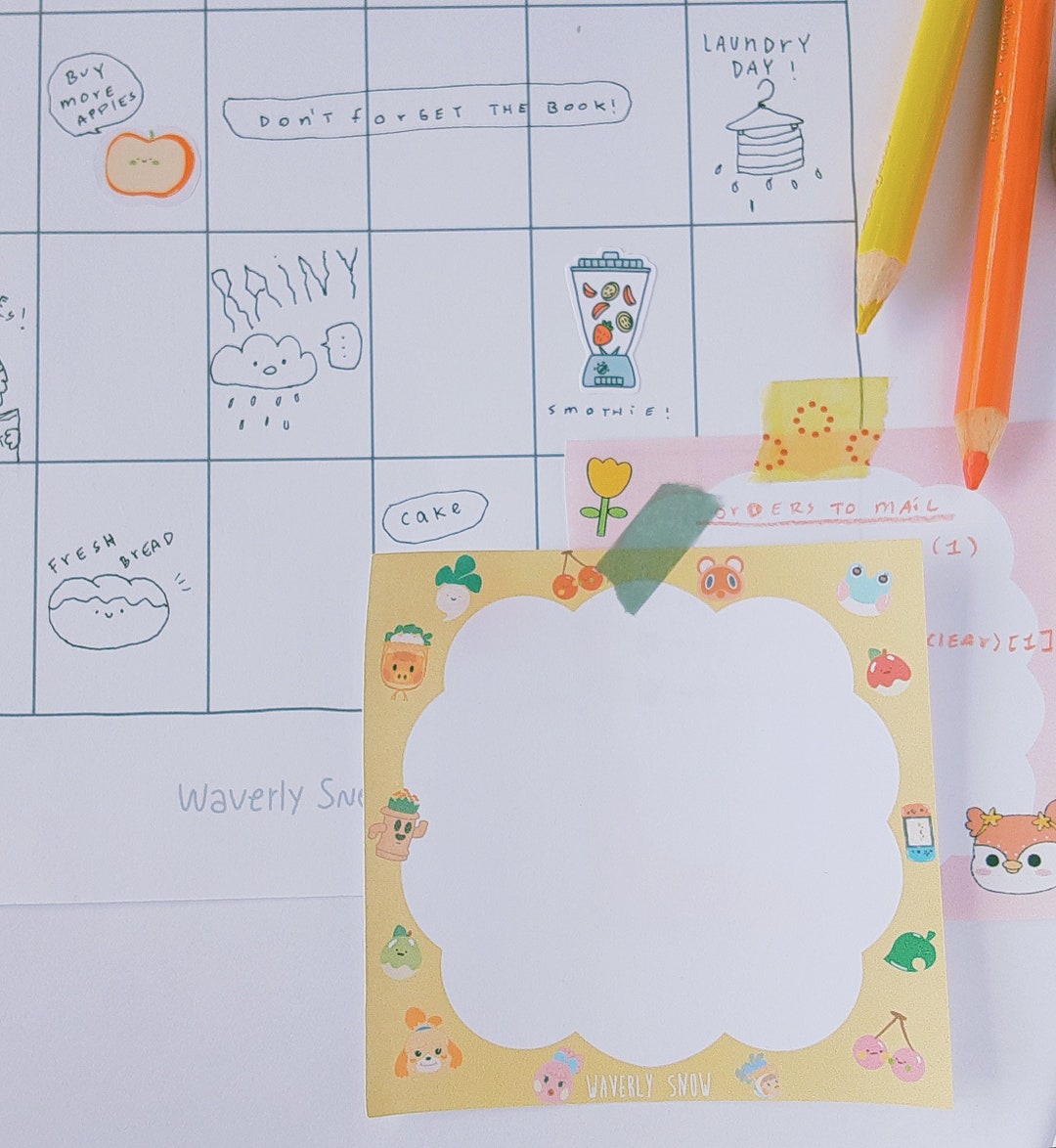 Handmade Yellow Doodle Memo Pad, Stationery - Etsy