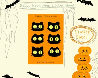 Naklejki Happy Meowween Cat | Wodoodporne naklejki na Halloween
