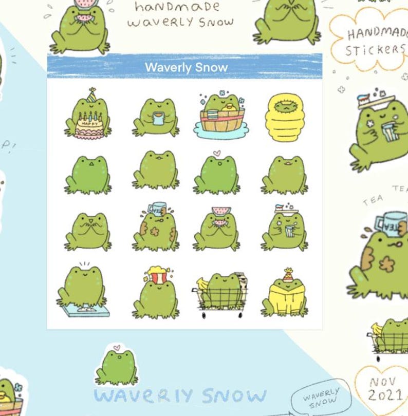 Handmade Frog Sticker Sheet, Waterproof Matte Vinyl - Etsy