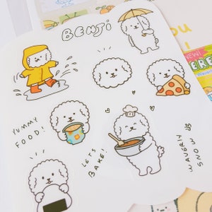 Benji Stickers version 1. Waterproof / matte white / transparent stickers. Cute handmade bichon dog stickers. image 2