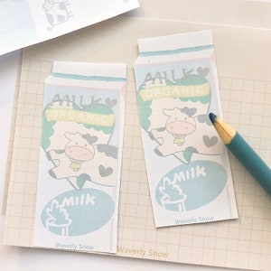 Mini-Merkzettel. Milch Cartoon. Süße Kuh. Pastell. Mini-Merkzettel. Einzelstück. Niedliches Briefpapier. Schnelle Notizen für unterwegs. Einkaufsliste.