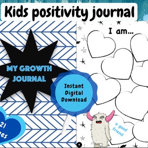 Kids Growth Mindset Gratitude Journal, boys digital PDF download, A4 + A5