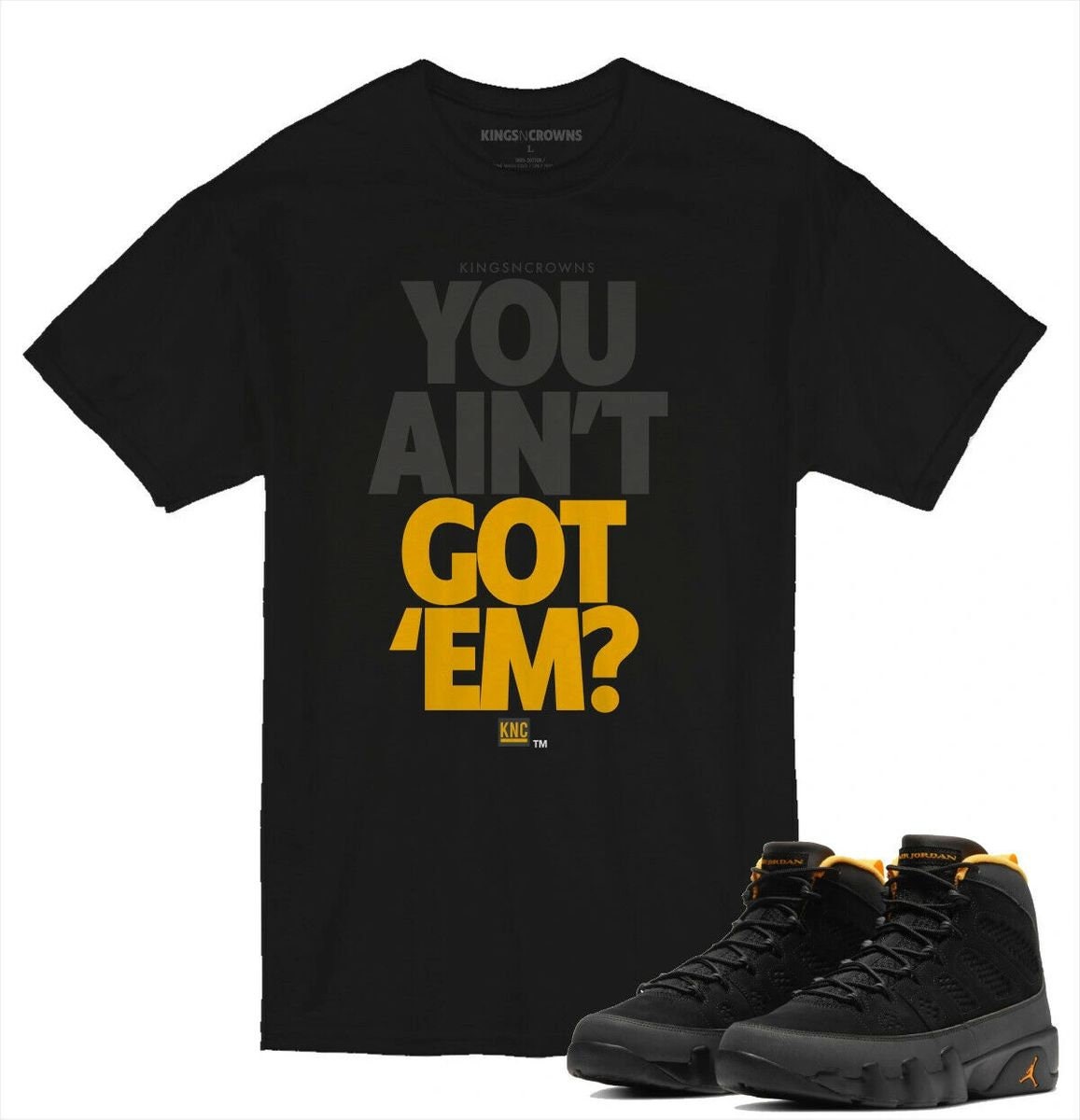 retro 9 university gold shirt