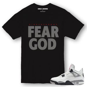 Kings N Crowns Tee shirt to match Jordan 4 White Cement Sneakers. Fear God