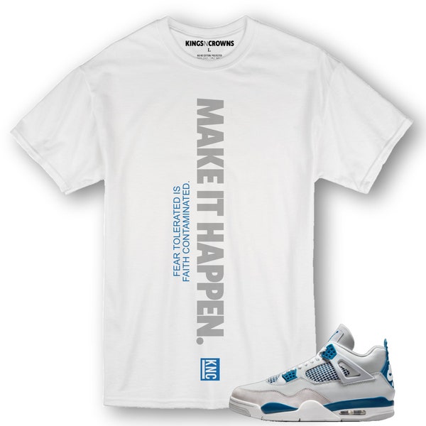 KNC Tee shirt to match Air Jordan 4 Military Blue sneaker. Make It Happen