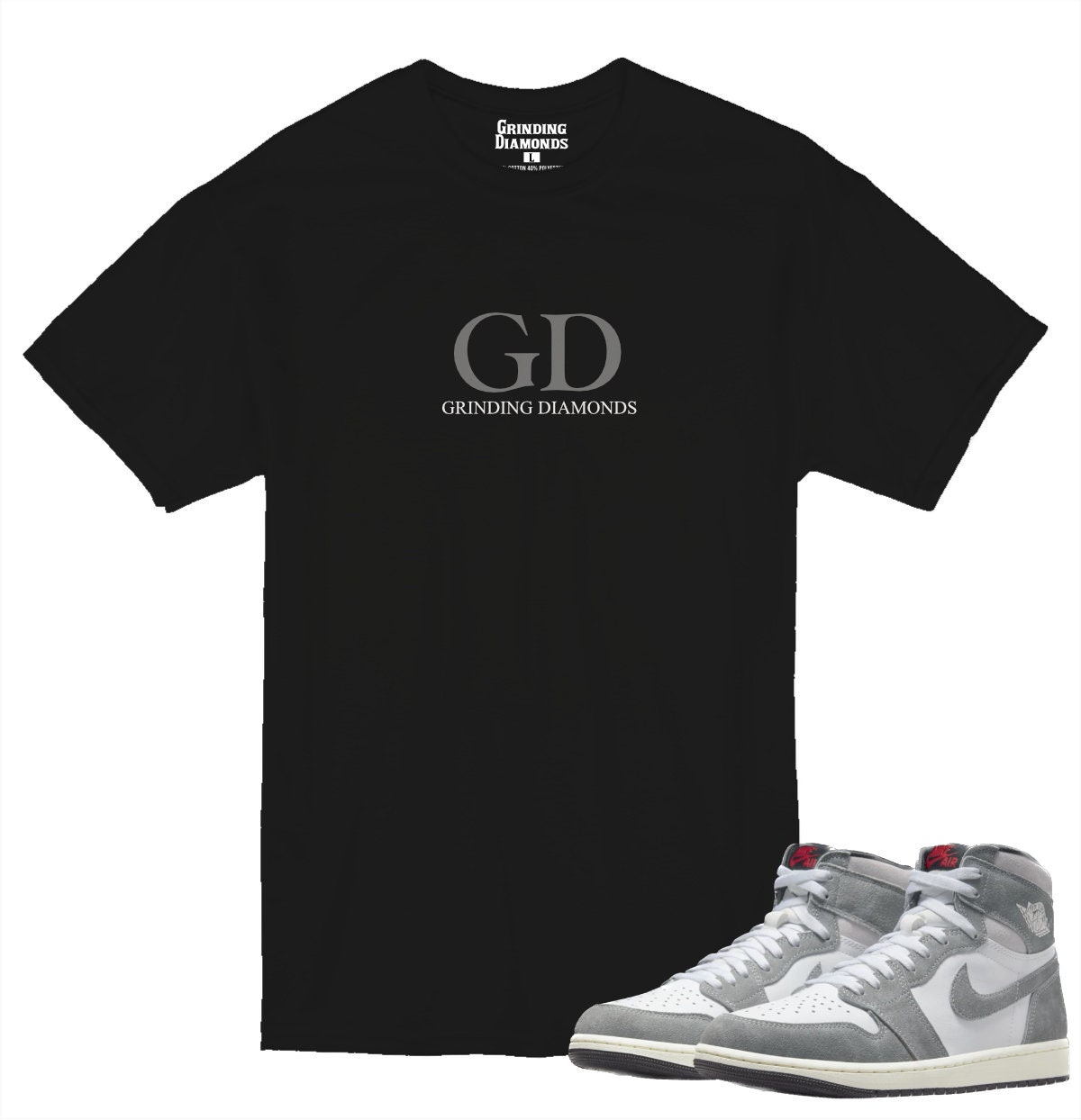 Grinding Diamonds Tee Shirt to Match Jordan 1 Washed Black