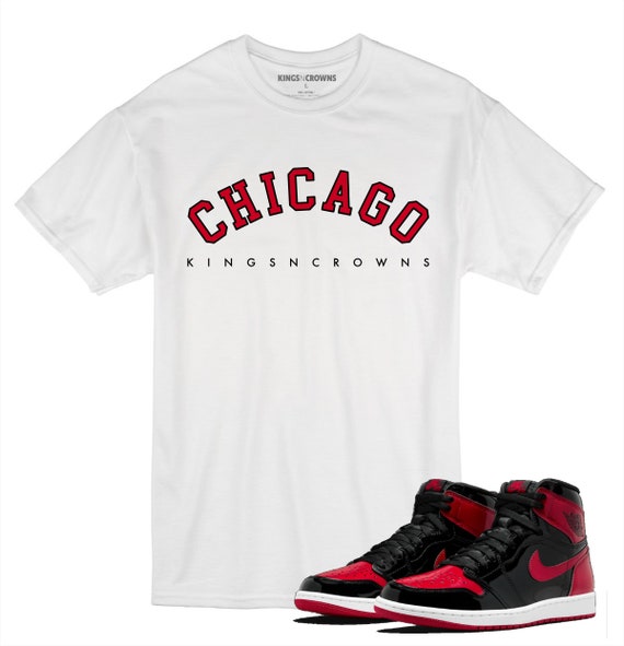 Tee Shirt to Match Air Jordan Patent Bred KNC Chicago