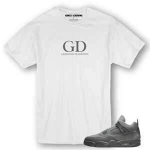 Kings N Crowns Tee shirt to match Air Jordan 4 Wet Cement sneaker. Grinding Diamonds