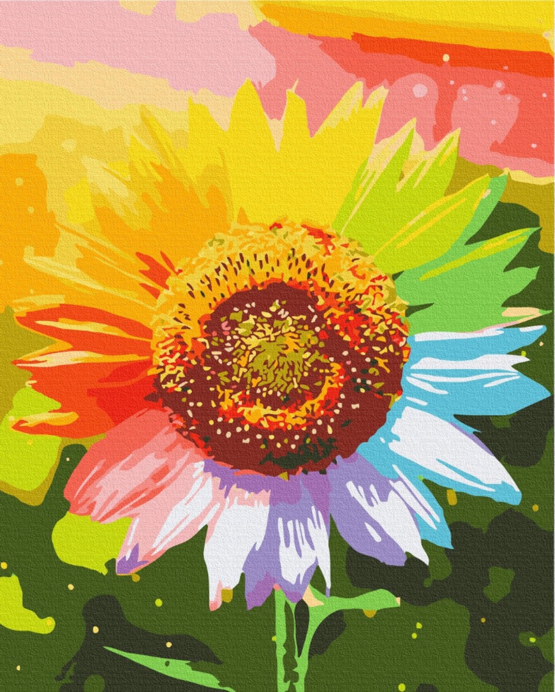Sunflower Paint by Number Kit Adult Beginner, Floral Paint by Numbers Framed Canvas, Coloring