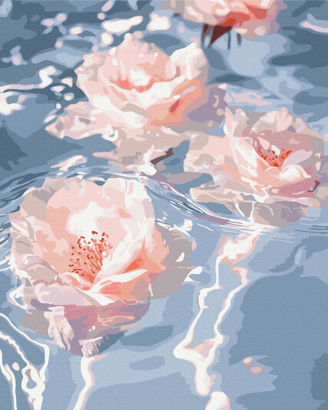 Water Lilies Paint by Number Kit, Framed Canvas Floral DIY Art ...