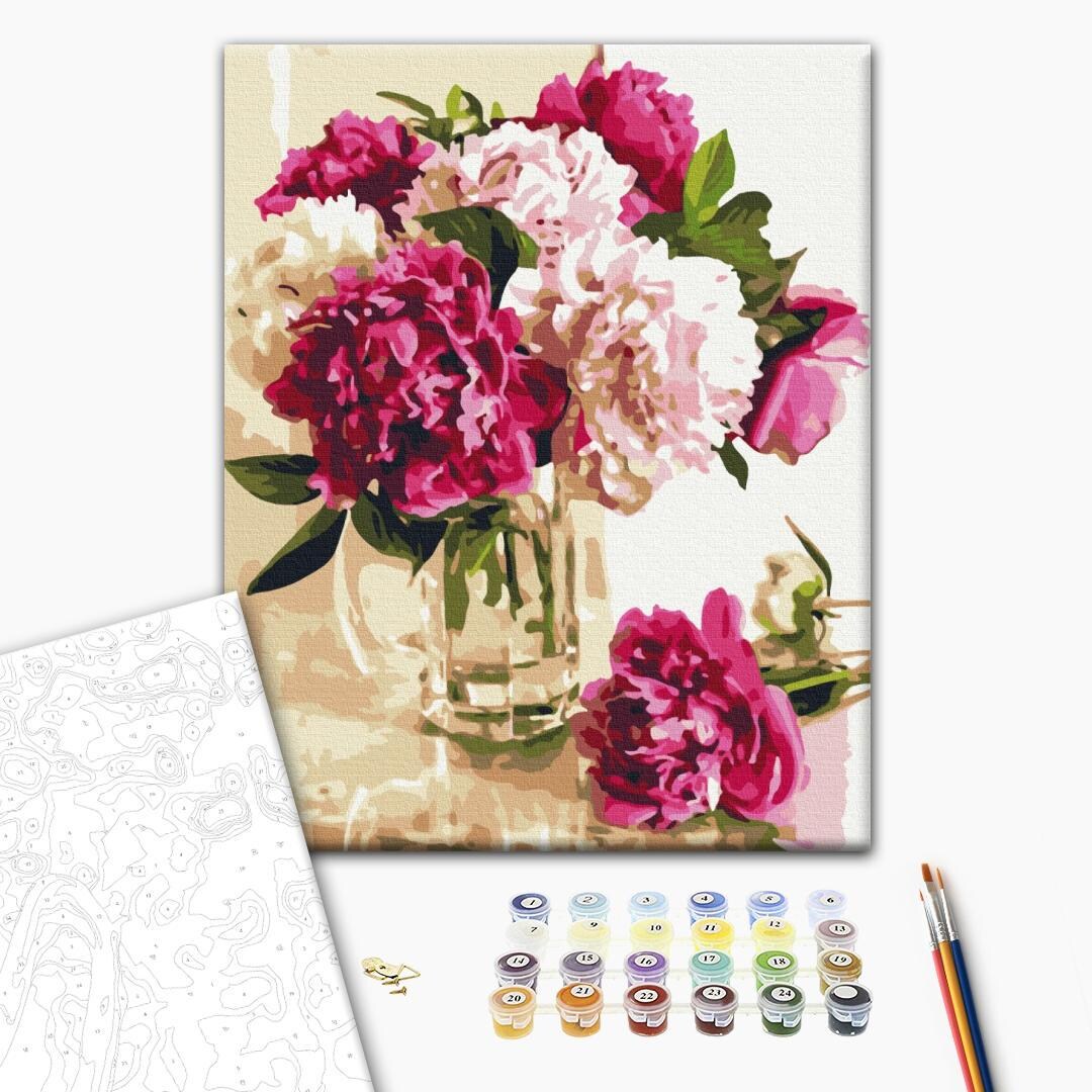 Peonies Paint by Numbers Kit for Adults | Framed Floral Canvas ...