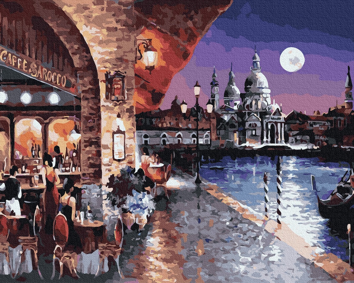 Paint by number kit night Venice Framed painting by number Etsy