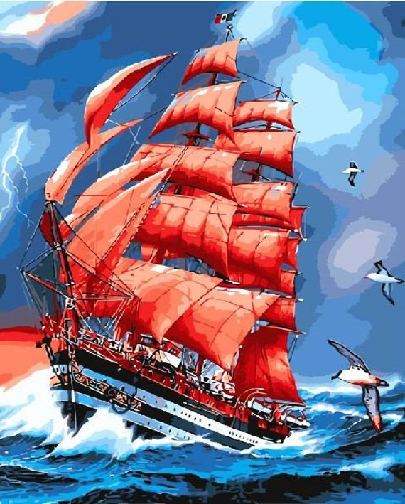 Malen nach Zahlen Schiff Malen nach Zahlen Set Erwachsene Meer | Etsy