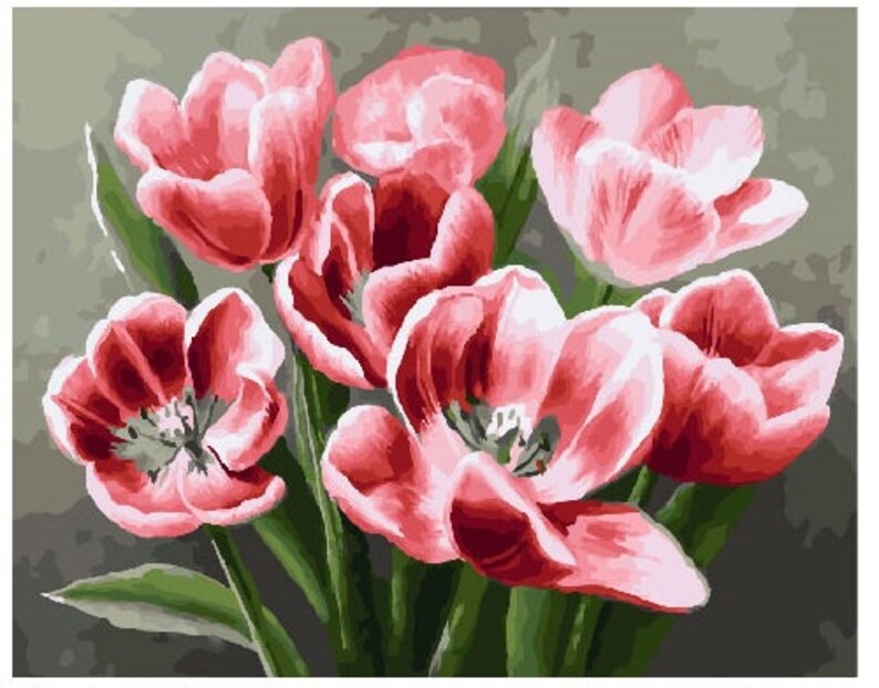 Paint by Numbers tulips WITH FRAME DiY Painting by numbers Etsy