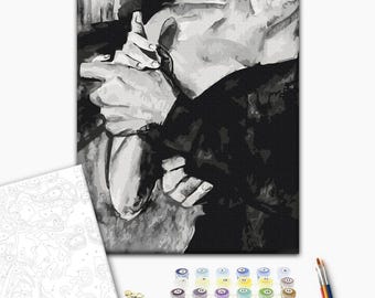 Erotic Couple Paint by Number Kit: Black & White Adult Theme (Framed)
